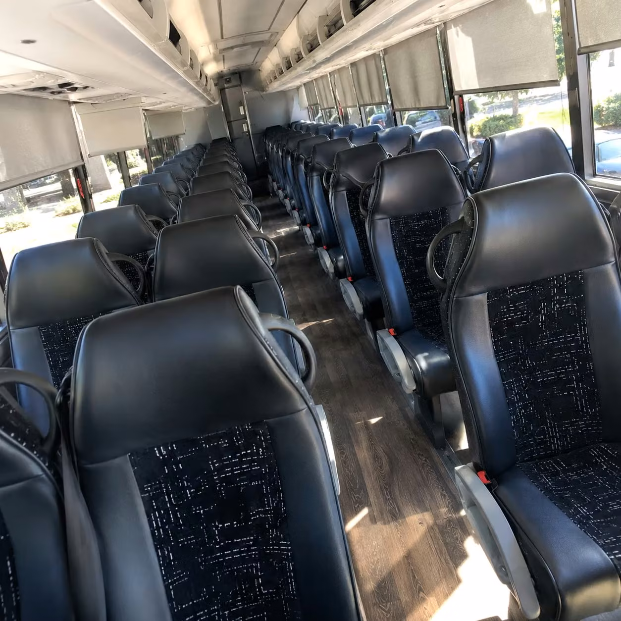 plano charter bus rental interior
